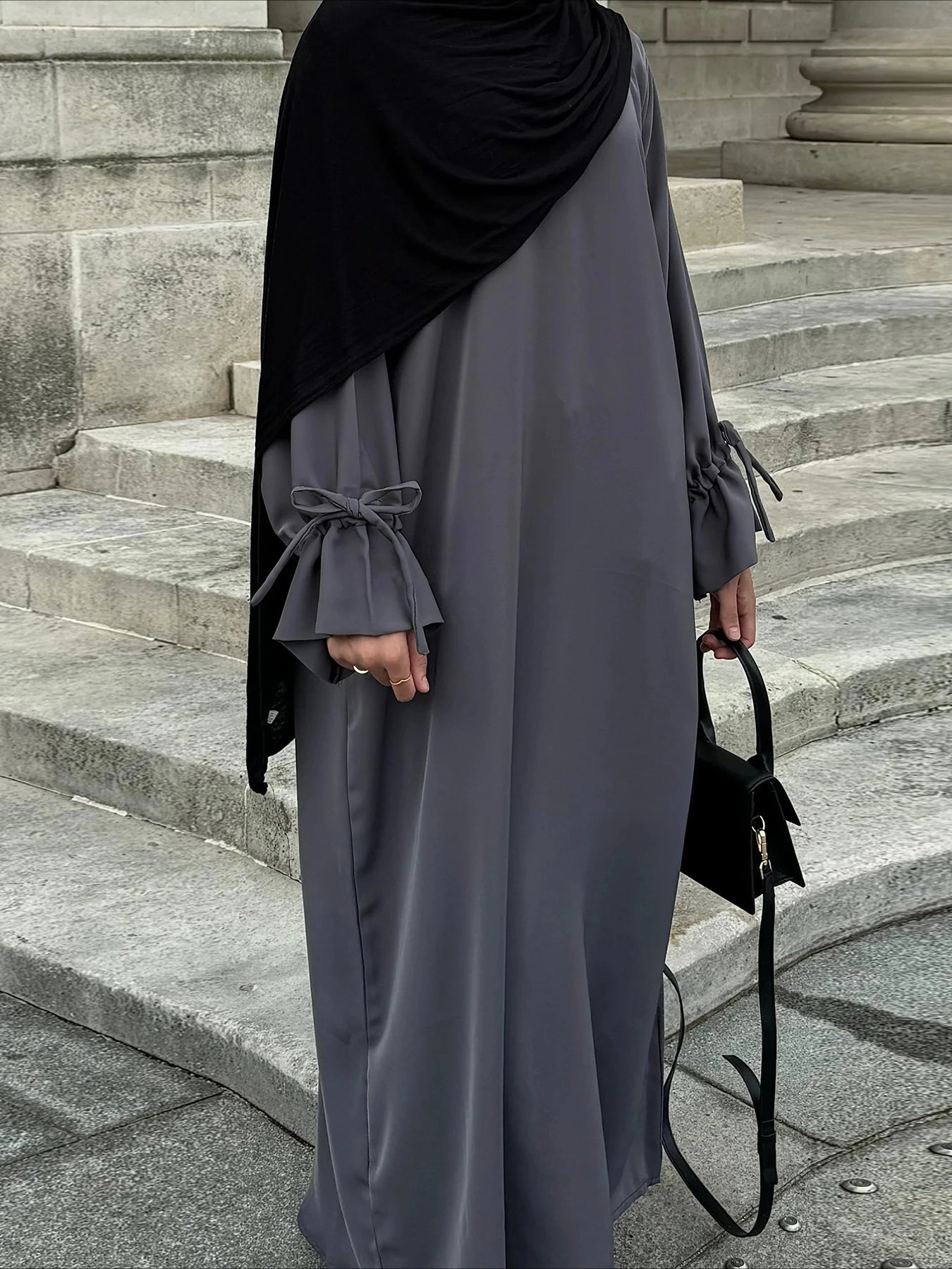 Eid Muslim Dress for Women Abaya Bow Jalabiya Ramadan Lace Up Vestidos Largos Islam Arab Long Robe Morocco Dubai Kaftan 2025.