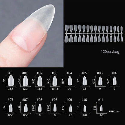 120pcs/bag Matte Press On Nail Tips Soft Full Cover False Nails Oval Almond Sculpted Fake Nail.