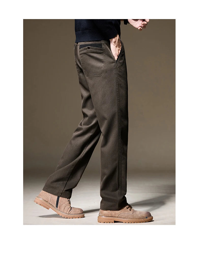 Autumn Winter High Quality Lyocell Fabric Casual Pants Men Solid color Business Fashion Straight Chinos Gray Brand Trousers Male.