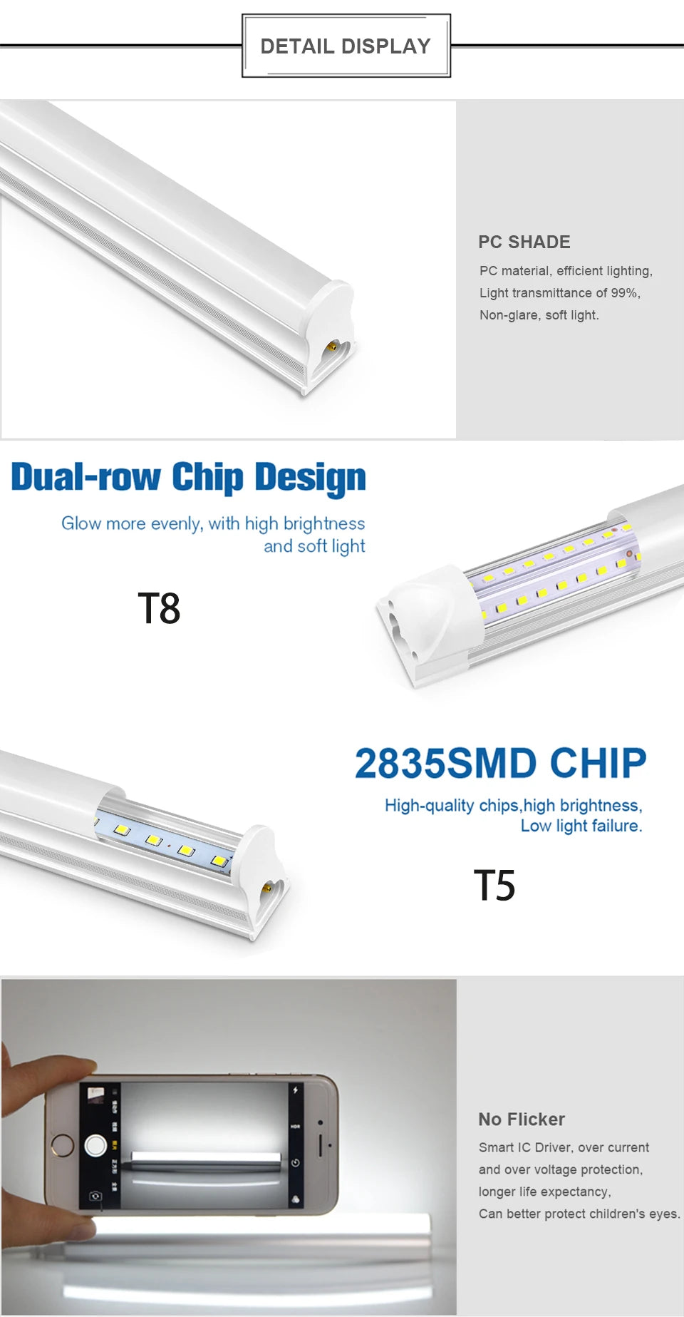 220V T5 15W/T8 25W LED Tube Aluminum Bar Hight Brightness Energy-Saving Fluorescent Tubes For Hotel Mall Cafe Office Lighting.