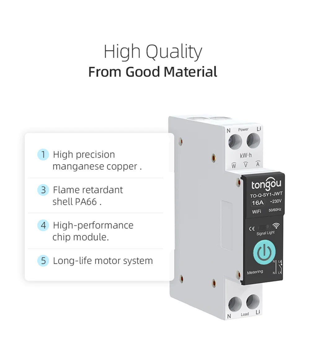 Tuya WiFi Smart Circuit Breaker 1P 63A DIN-Schiene für Smart Home Drahtlose Fernbedienung WiFi Schalter durch APP TONGOU.