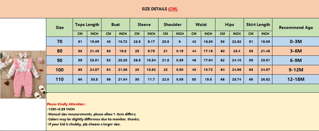 Strampler für Neugeborene, Mädchen, 0–18 Monate, niedliches Blumenmuster, langärmelig, mit Schleife, Body + Stirnband, Frühlings- und Herbst-Overall für Kleinkinder.