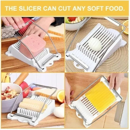 Multifunctional Luncheon Meat Slicer Stainless Steel Fruit Slicer Household Egg Hot Dog Cheese Slicer Kitchen Tools.