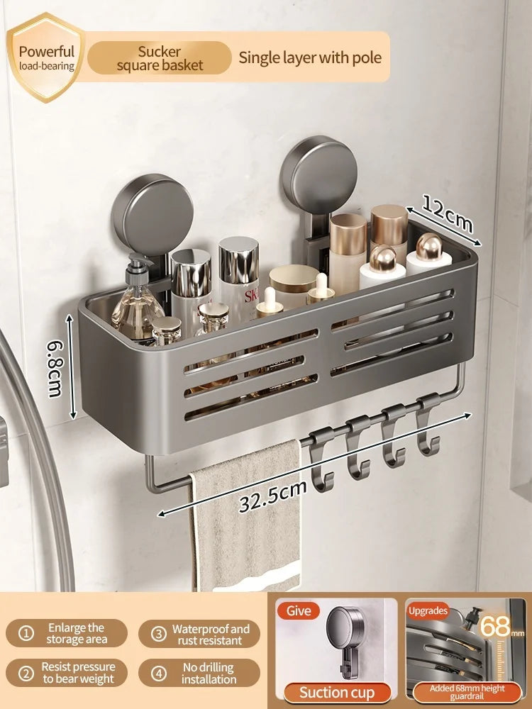 Badezimmer-Aufbewahrungsregal, Saugnapf, perforationsfreies Badezimmer, dreieckiger Toilettenwaschbehälter, Eck-Badezimmer-Aufbewahrungsregal