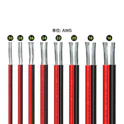 10M~50M 16 18 20 22 24 26 28 30AWG 2Pins Copper Wire DIY LED Lamp Connector Red & Black Flat Ribbon Cable 300V 80C.