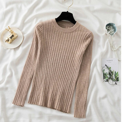 Oansatz Rippen Langarm Koreanische Slim-fit Weibliche Pullover Pullover Frauen Pullover Stricken Weiche Jumper Tops Neue Herbst Winter tops.