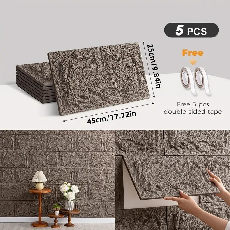 PU stone wall panel, 10 mm, realistic brick pattern, anti-mould and moisture-proof, waterproof and washable, suitable for/outdoo