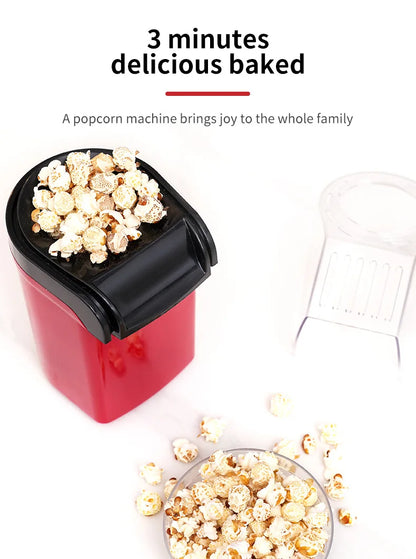 Electric Portable Popcorn Maker Fully Automatic Home Popcorn Popper Hot Air Popcorn Machine Healthy No Oil Mini Popcorn Maker.