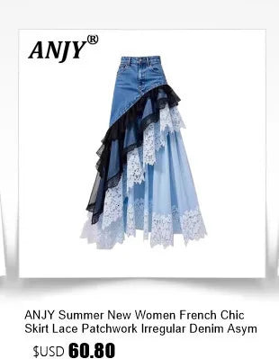 ANJY Autumn Winter Women Fashion Casual Versatile Washed Tide Diamonds Straight Jeans Trend Design Sense High Waist Pants A10636.