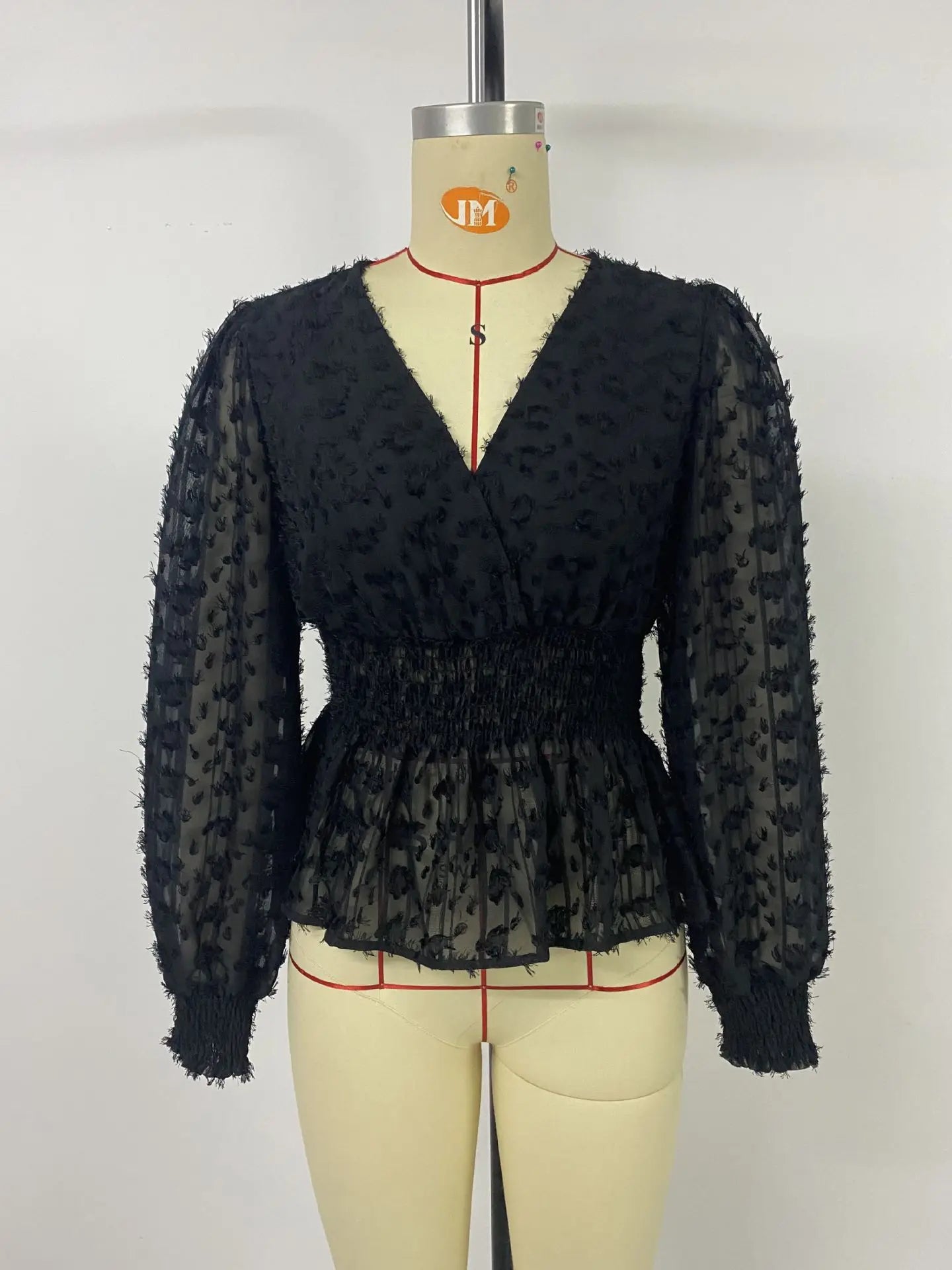 European New Fashion Women's Sexy Solid Color Elegant Casual Trendy V-neck Long Puff Sleeve Slim Pullover Shirts Female Clothes.