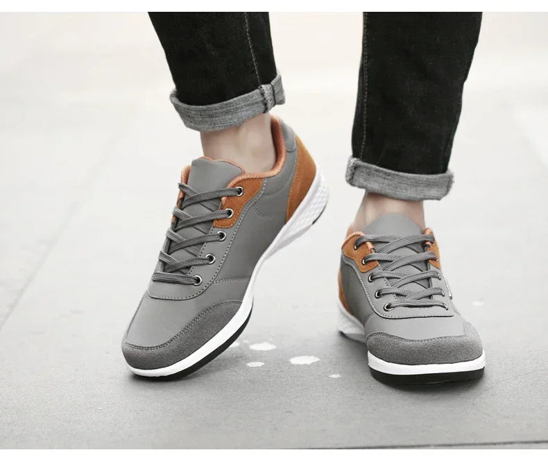 YRZL Men Shoes Spring Autumn Waterproof Walking Sneakers Leisure Male Leather Sports Shoes Non-Slip Footwear Tennis for Men.
