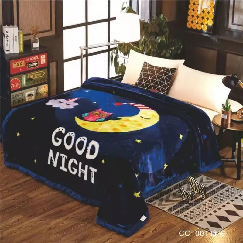 150x200cm Raschel Blanket Thick Double-layer Soft Plush Quilt Double Sided Velvet Winter Dormitory Office Sofa Warm Bed Sheet