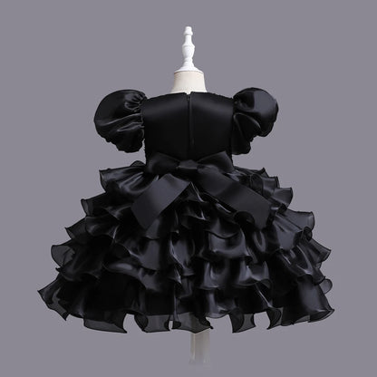 Kinder kleid schwarz Prinzessin Anhänger Kleid Kinder kleid Blumen kleid 4 bis 12 Jahre Mädchen Klavier Performance Kleid.