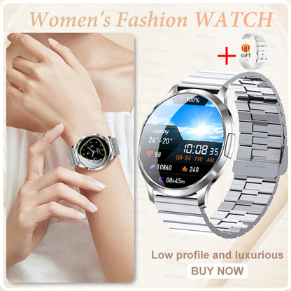 2025 New Smart Watch For Women AMOLED Screen Watches IP68 Waterproof Heart Rate Monitor Ladies Call Smart watch For Android ios