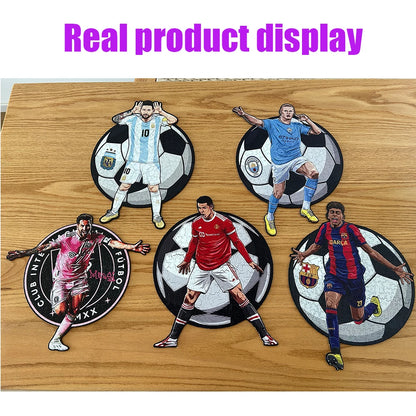 Soccer Player Wooden Puzzle for Football Fan Sports Star Wood Jigsaw Advanced Difficulty A3 A4 Size Puzzles.