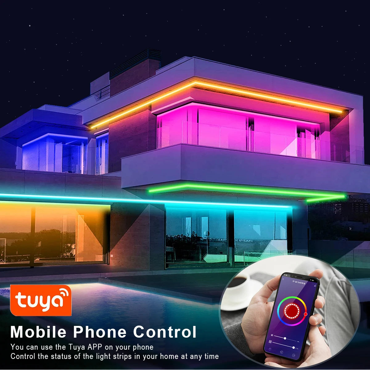 Tuya Smart WiFi LED Neon Light Strip 12V Black Silica Gel Tube RGB Bluetooth APP Neon Lamp Tape For Home Room Christmas Decor.