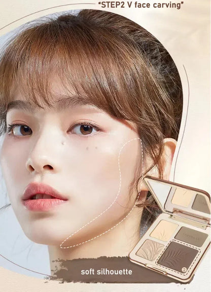 Judydoll Highlighter Contour Bronzer Palette Nude Makeup Natural Facial 3D Nose Shadow Long-Lasting Waterproof Cosmetics Makeup.