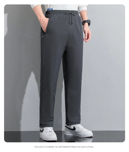 M-8XL Men's Down Pants Plus Size Winter Three-layer Windproof and Waterproof Large Size Plus Velvet Thick Warm Casual Joggers