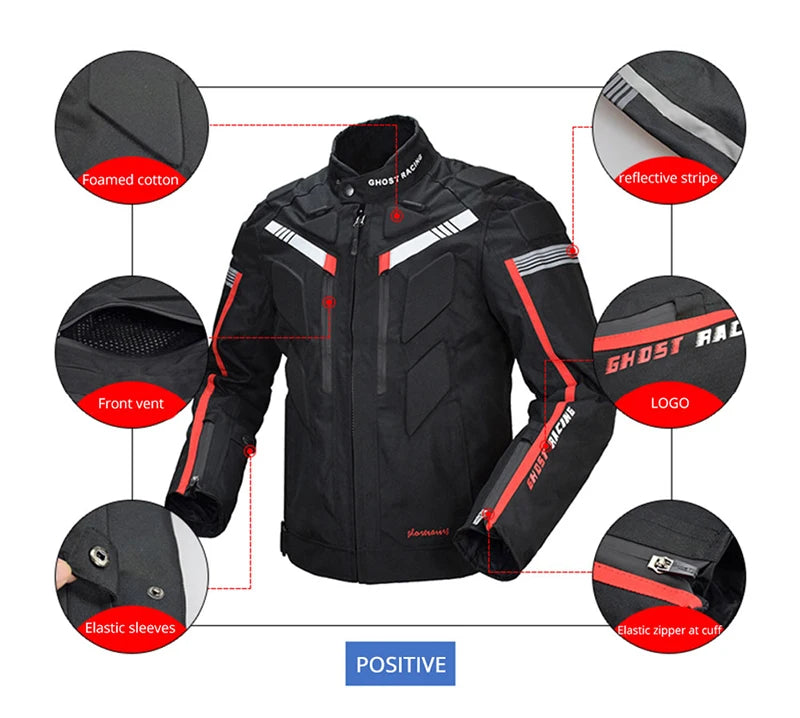 GHOST RACING Motorcycle Racing Jacket Man Waterproof Dirt Bike Pants Set With Protection Racing Suit Motocross Jacket Motor Suit.