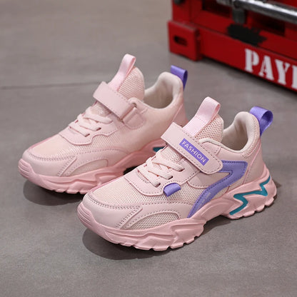 Girl's Fashion Sneakers Lovely Girls Sneaker Outdoor Breathable Mesh Flat Sport Shoes Kids Casual School Walking Shoe Antislip