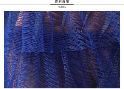 Chamliforve Women Tulle Mesh Skirt Elegant Elastic Waist Fairy Long A-line Tutu Skirt for Spring Summer Long Cake Skirt