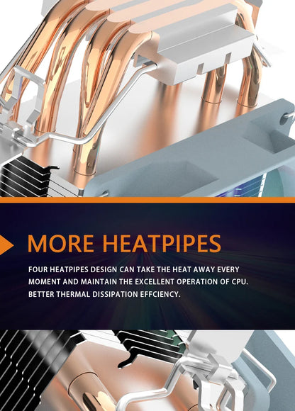 Aigo CPU Cooler 2 4 6 Heat Pipes PC Radiator Cooling 3PIN PWM Silent Rgb Fan For Intel  1700 1150 1155 1156 1366 AM2/AM3/AM4 AMD
