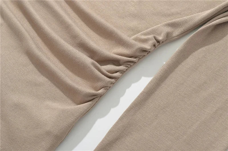 Slim Fit Long Sleeve T-Shirt Irregular Hem Slant Collar Pleated Pure Desirable Sexy Top for Women Fashionable Autumn New Style.