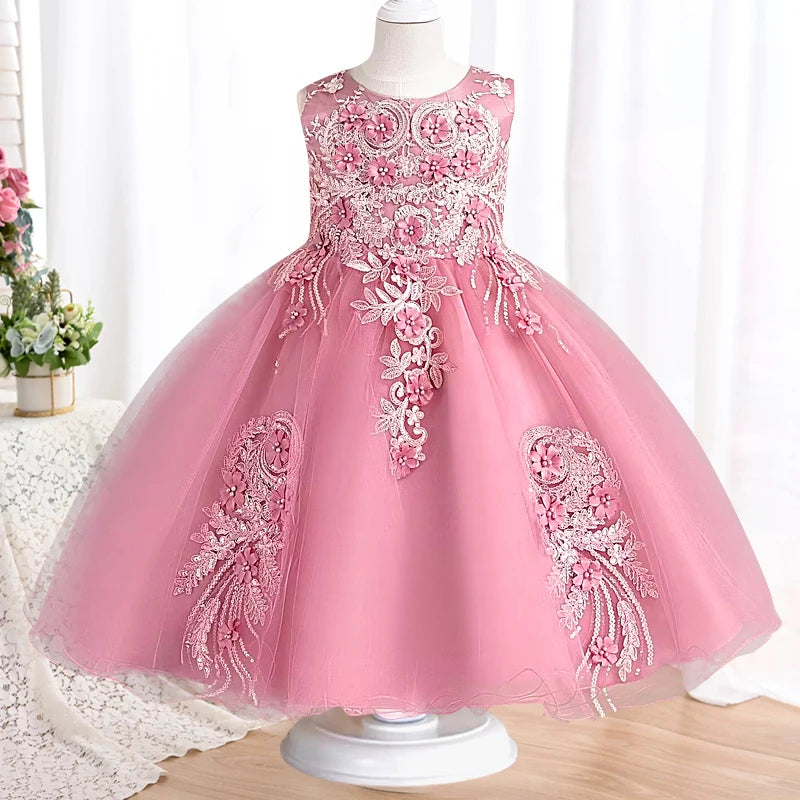 Neue Kinder kleid Spitze Blume Hochzeits kleid weibliche Klavier Performance Kleid Halloween Leistung kurze Mädchen Kleidung
