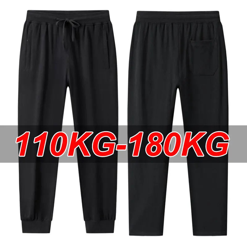 Men's Casual Pants Plus Size 110-180KG Stretch Slim Fit Elastic Waist Jogger Pants 1XL-7XL Classic Black Trousers Male Clothing.