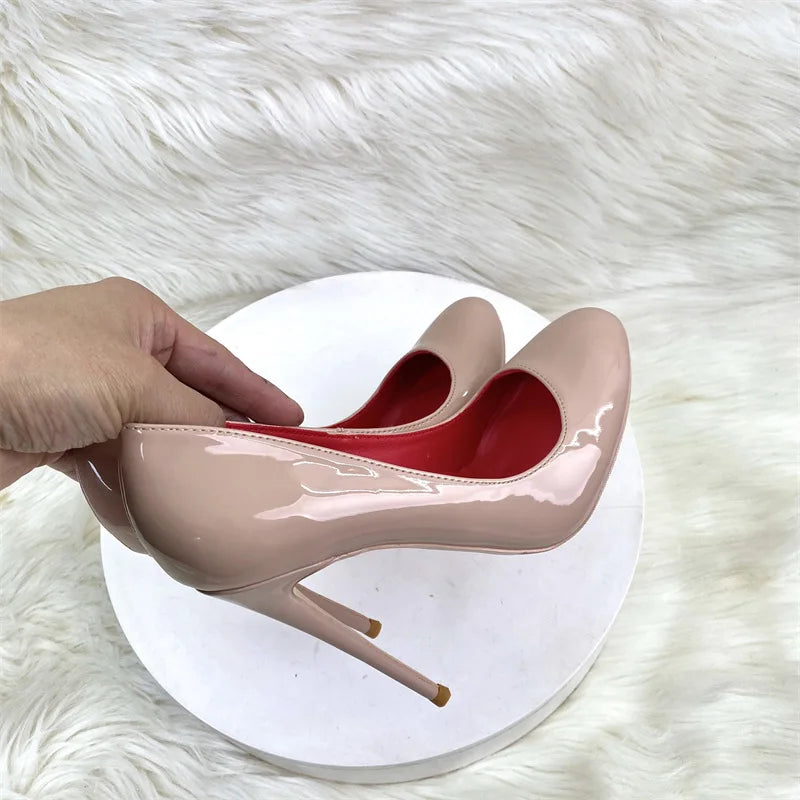 Brand Women Single Shoes 10CM 12CM Super High Heels Fashion Round Toe Stilettos Spring Autumn Female Daily Work Pumps Plus Size.