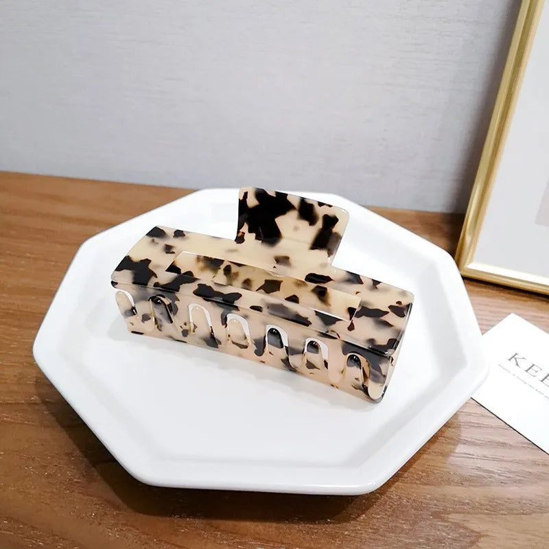 Muweordy New Acetate Claw Clip Leopard Hair Claw Large Geometric Hollow Square Crab Hair Clip  for Women Girl Hair Accessories.