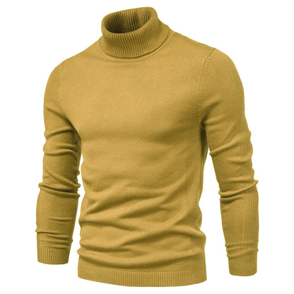 2021 New Winter Men Turtleneck Sweater Casual Solid Color Warm Pullover High Quality Slim High Neck Long Sleeve Sweater Men