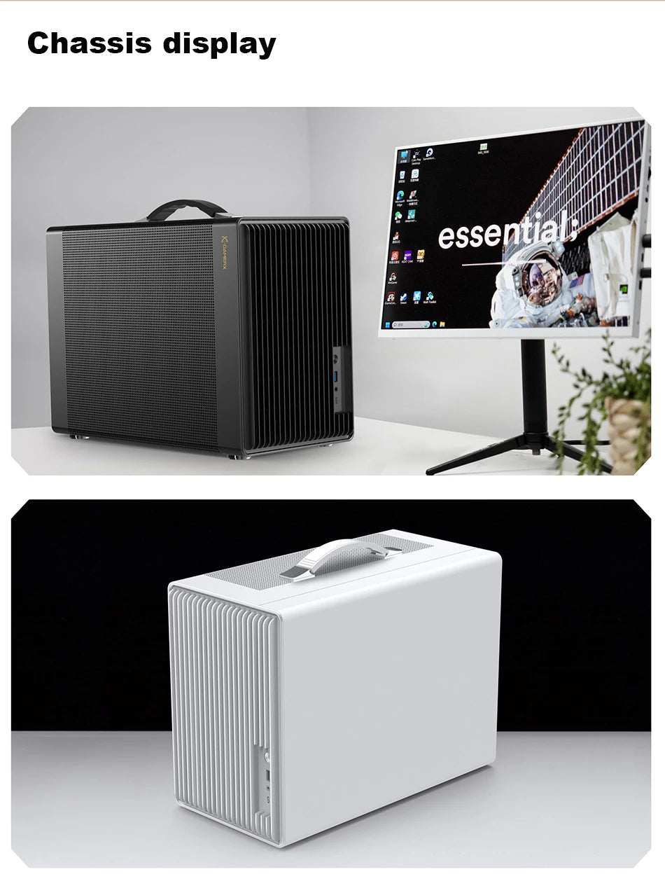 Power Train P40 MATX Mesh Case Handheld DIY Mini Compact ITX Type-c Desktop Game Computer Chassis Supports 350mm Graphics Card.