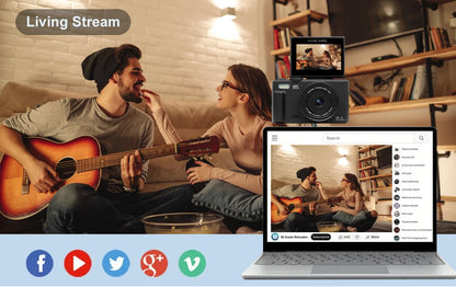 Ourlife AC600 Digital Camera 4K 64MP UHD Cameras 18X Digital Zoom 180° Flip Screen Vintage Vlogging Camera for YouTube Autofocus.