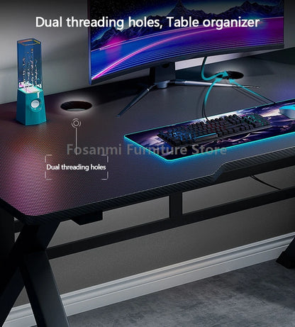 Ergonomischer Gaming-Schreibtisch aus Premium-Kohlefaser, stabile K-Typ-Stahlfüße, Heim-Zimmer-Schreibtisch, Gamer-Tisch, hochwertiger, stabiler Bürotisch