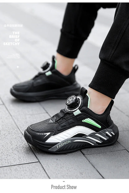 Fashion New Kids Boy Running Sport Shoes Leather Sneakers Children Outdoor Lightweight Breathable Tenis Footwear.