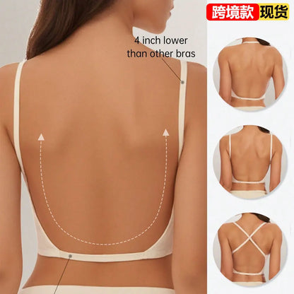 Seamless Low Back Bra Support Multiway Wireless Backless Halter Padded Bralette Lifting Straps Convertible Bras.