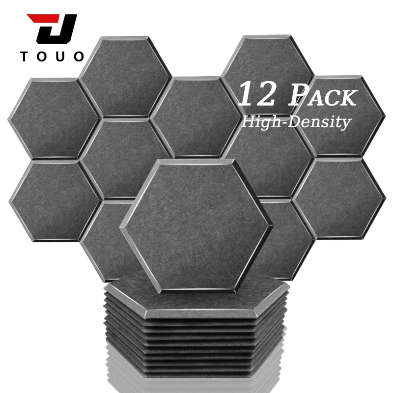 TOUO Acoustic Panel Sound Proof Decorative Wall Panels 12 PCS Acoustic Insulator High Density Noise Absorbing Isolator