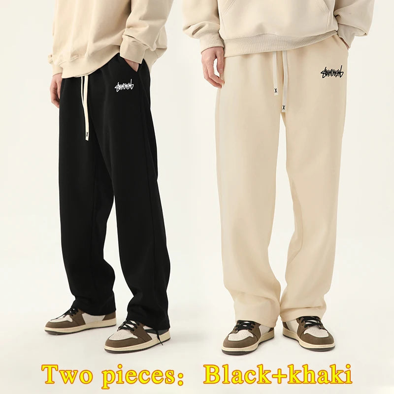 Men's Graphic Drawstring Waist Sweatpants, Regular Fit Casual Pocket Straight Leg Pants for Daily Wear, Men's Bottoms for Season