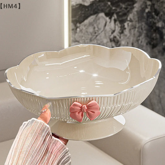〔HM4〕1Pc Plastic Candy Fruit Plate for Home Coffee Table Candy Platter High-End Snack Placement Platter Ornaments.