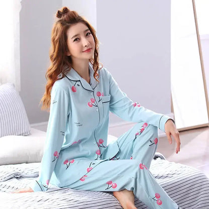 Damen-Pyjama-Set, V-Ausschnitt, Button-Down-Oberteil und Hose, Nachtwäsche, Homewear, lässige Nachtwäsche, Loungewear, Herbst-Winter, zweiteilig.