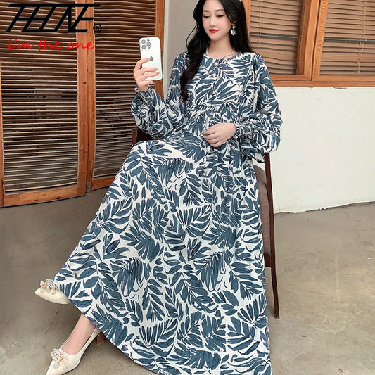 Kleid Frauen Kleidung plus Größe Frühling Sommer böhmischen Strand koreanischen Stil Blumen Vintage Vestidos Robe lose Kleider übergroß.