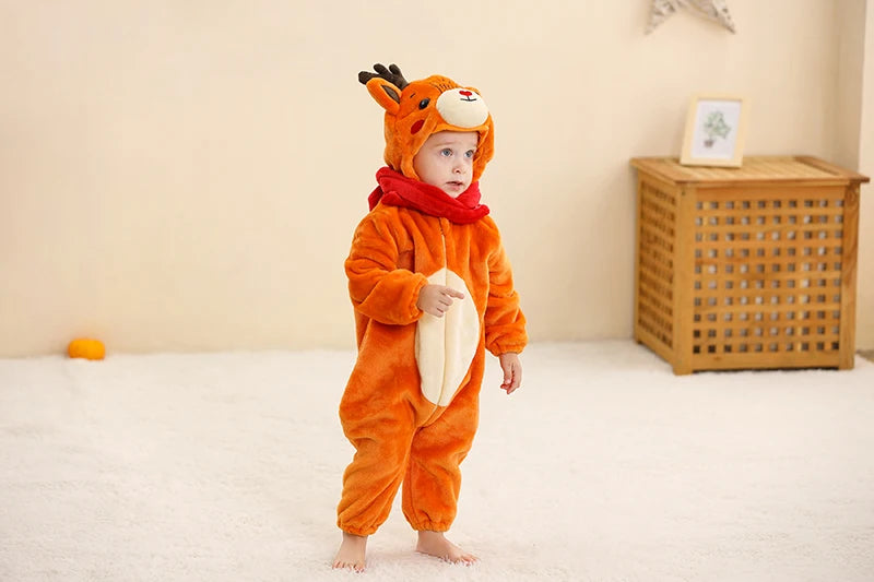 MICHLEY Winter Baby Strampler Mit Kapuze Flanell Cosplay Kleinkind Infant Kleidung Insgesamt Bodys Overall Kostüm Für Kinder Mädchen Junge