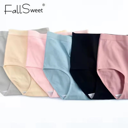 FallSweet 5Pcs/Lot Cotton Panties for Women Plus Size Underwear High Waist Comfortable Female Underpants Sexy Lingerie M-XXXL.