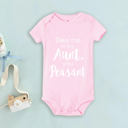 Take Me To My Tante You Baby-Body mit Bauernmuster, kurzärmelig, für Neugeborene, lockerer Komfort-Strampler, bestes Geschenk für Babys.