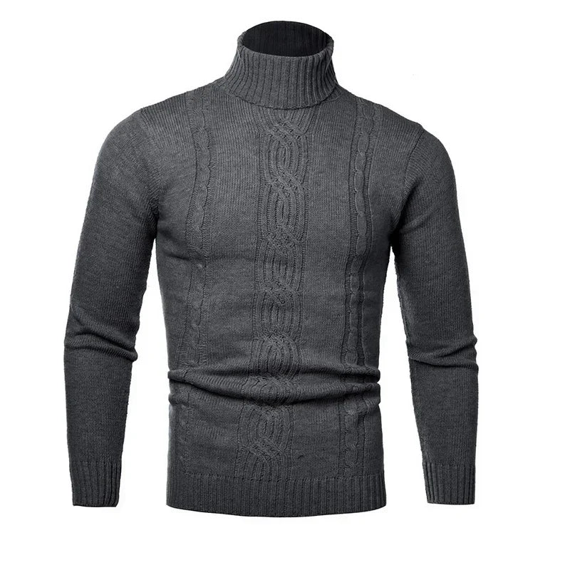 2025 Men's Warm Sweater Long Sleeve Turtleneck Sweater Retro Knitted  Pullover Sweaters.