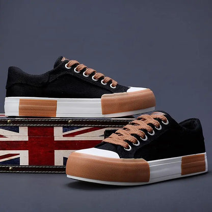 Men Canvas Shoes Casual Lace Up Sneakers Summer Fashion Breathable Vulcanize Shoes Rubber Flats Outdoor Autumn Casual Man Shoes.