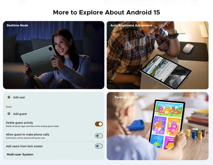 DOOGEE Tab E3 Tablet 11" Screen Android 15 Gemini AI 7.5mm Ultra-thin 32GB (8+24) 256GB Dual Speakers 8800mAh Battery Smart Pad