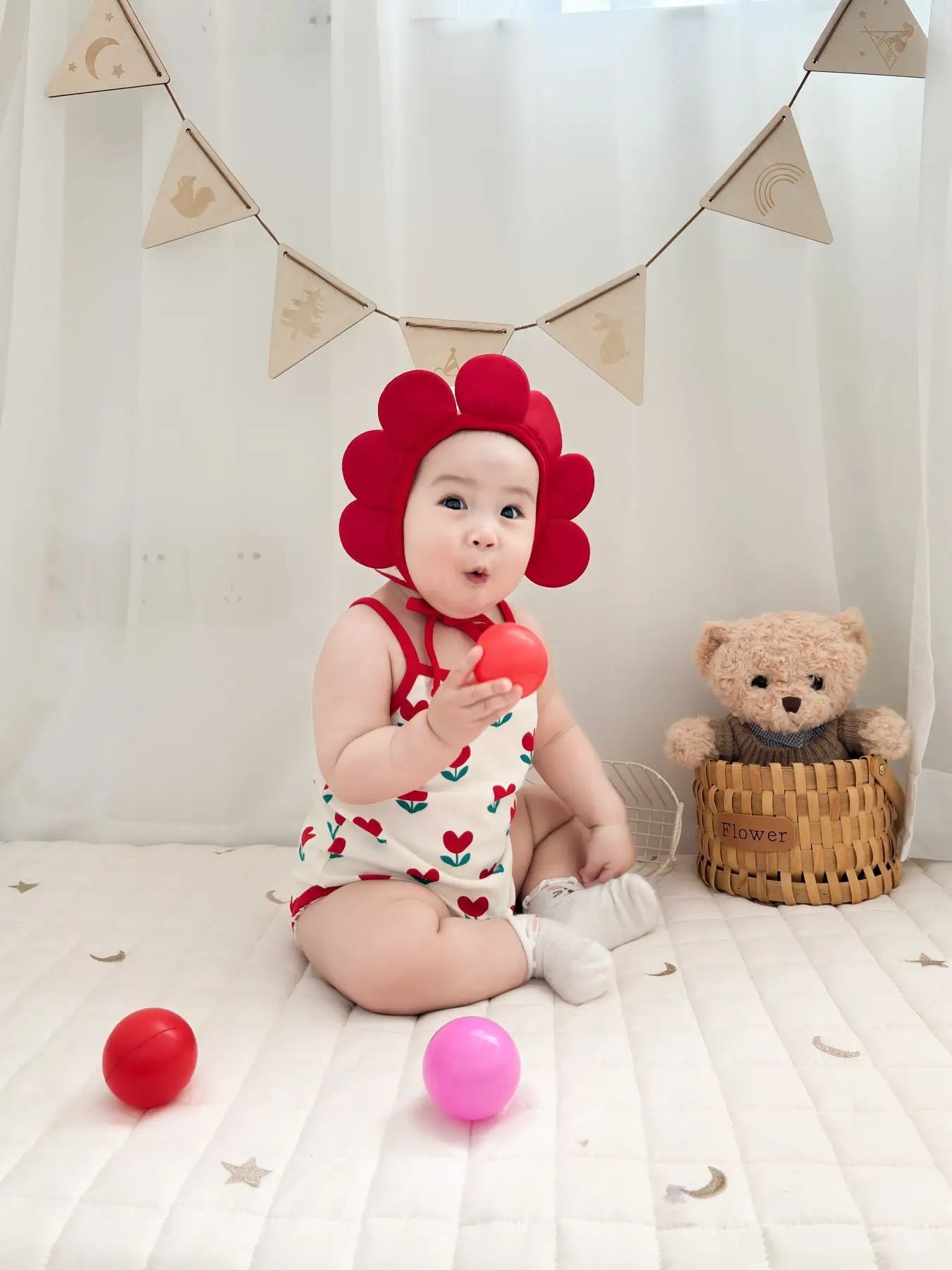 Baby Ein Stück Kleidung 2025, Sommer Koreanische Baby Body Ins Blume Voll Gedruckt Baby Sling Klettern Kleidung Mit Hut.