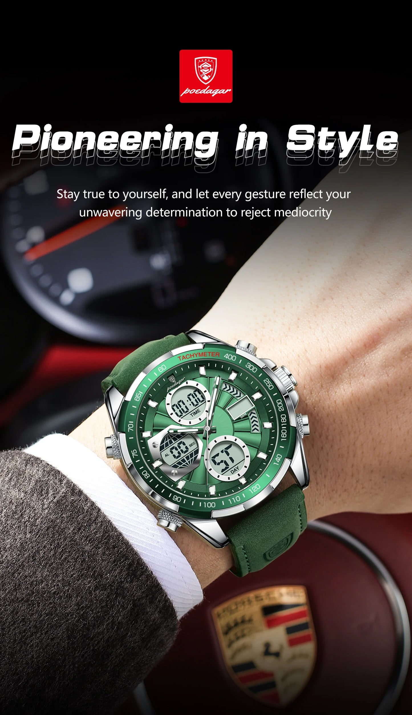 POEDAGAR LED Luxury Men Watch Luminous Week Date Dual Time Display Digital Man Clock Alarm Electronic Men's Quartz Watches Reloj.